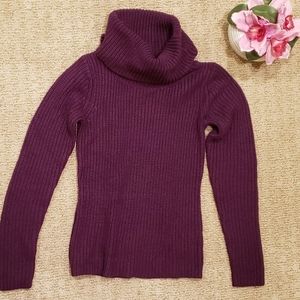 Forenza Womens Plum Cowl Neck Knit Sweater Sz S Sm